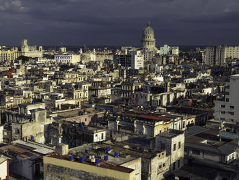 High angle view of townscape against sky