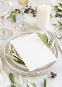 Close-up of drink served on table