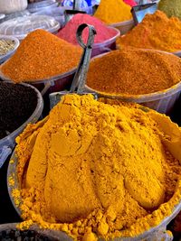 View of spices at market stall