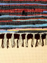 Full frame shot of multi colored umbrellas on sand