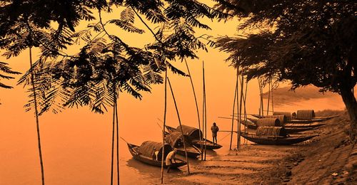 Scenic view of sea against sky at sunset