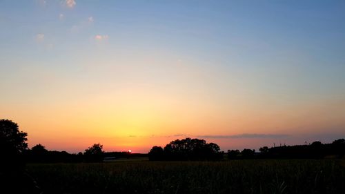 Scenic view of field against sky during sunset