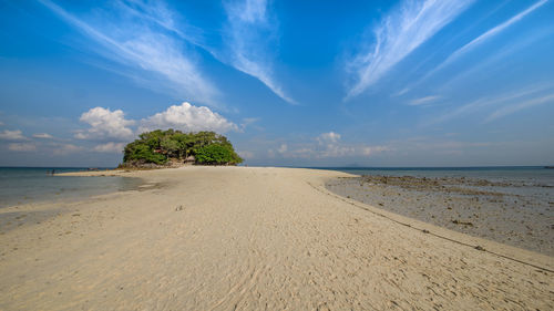 Scenic view of beach against sky