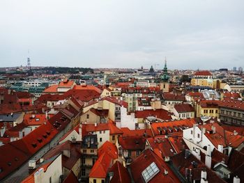 High angle view of cityscape against sky