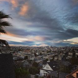 View of city at sunset