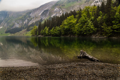 Scenic view of lake by mountain