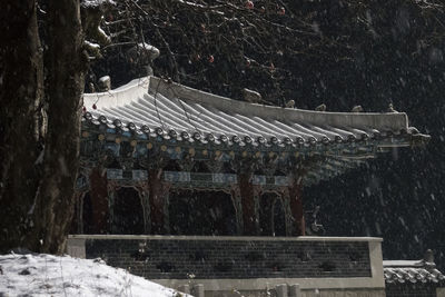 Built structure on snow covered building