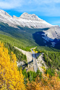 High angle view of snow covered mountain