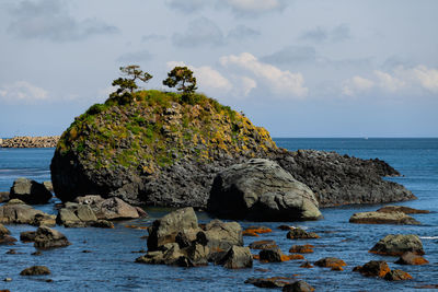 Coastal rock formation in aomori, japan