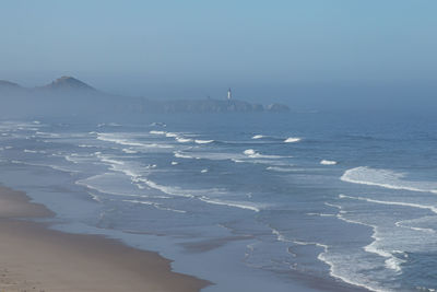 Scenic view of sea against clear sky