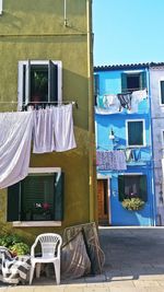 Clothes drying on balcony