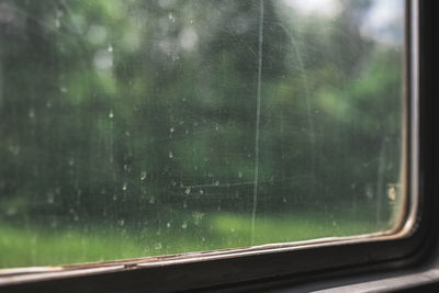 View of train through window