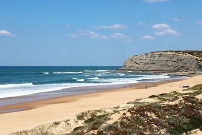Scenic view of beach against sky