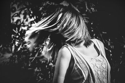 Woman tossing hair