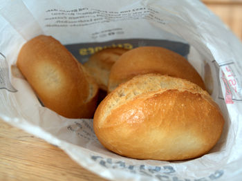 Close-up of bread in basket on table