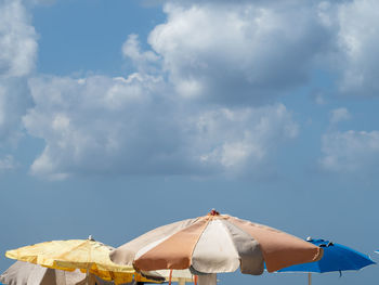 Low angle view of tent against sky