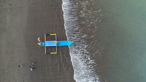 High angle view of boat in sea