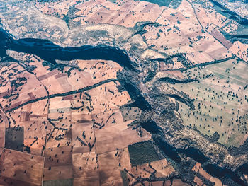 High angle view of cultivated land 