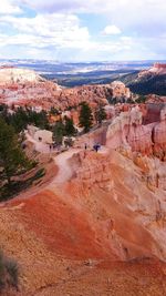 Scenic view of rocky mountains at bryce canyon national park against sky