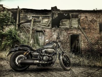 Bicycles parked in abandoned building