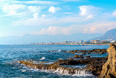 Beautiful midday cityscape of mahmutlar, alanya, turkey on a summer day.