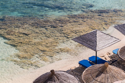 High angle view of people on beach
