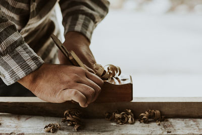 Man working on table