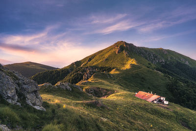 Scenic view of landscape against sky during sunset