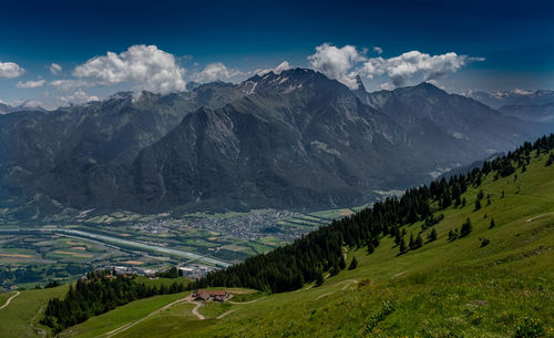 Scenic view of mountains against sky