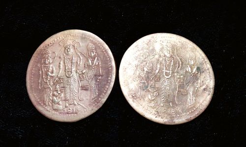 Close-up view of coins