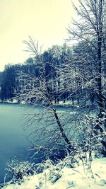 Frozen lake against sky during winter