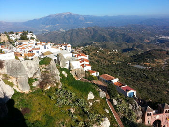 High angle view of residential district