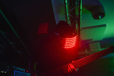 Close-up of illuminated lighting equipment