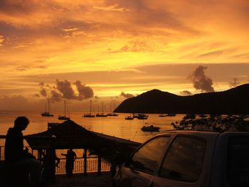 Scenic view of sea at sunset