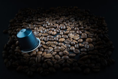 High angle view of coffee beans