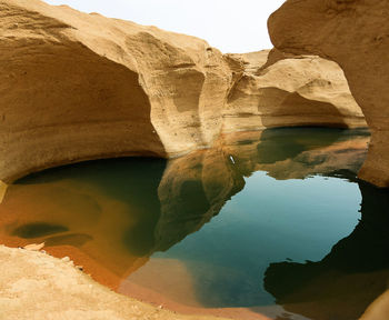 Reflection of rock formation in water