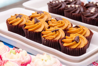 Close-up of cupcakes on plate