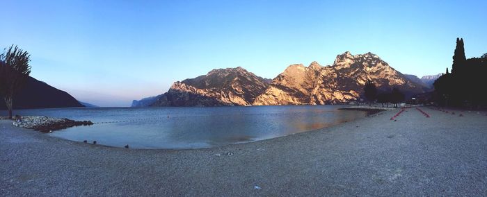 Scenic view of sea against clear sky