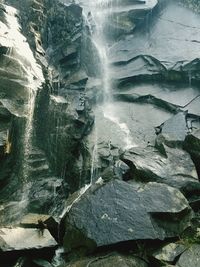 Close-up of water flowing through rocks