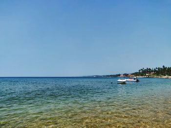 Scenic view of sea against clear sky