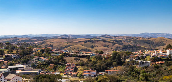 High angle view of townscape against sky