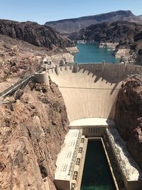 Aerial view of dam on mountain