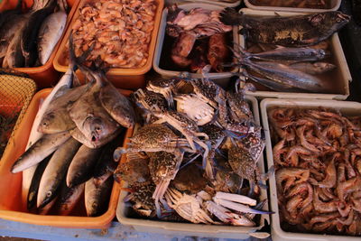 Fish for sale at market stall