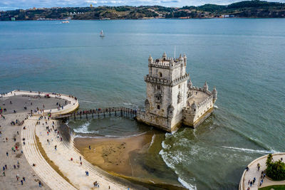 High angle view of historical building