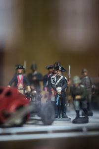 Close-up of figurine on table