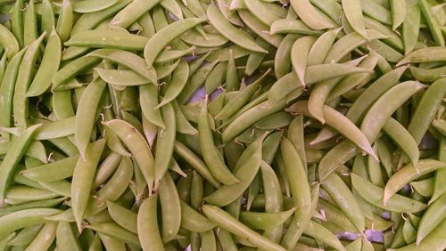 Full frame shot of green peas for sale at market