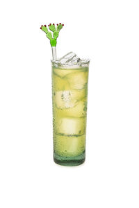 Green drink against white background