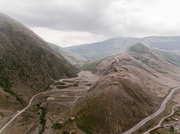 High angle view of road amidst landscape against sky