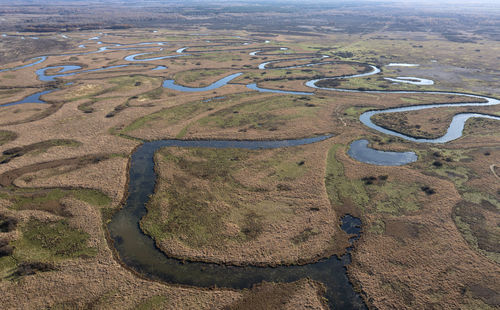 High angle view of agricultural field