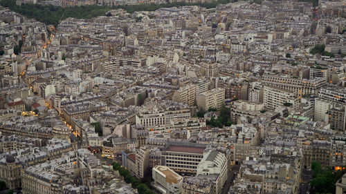 High angle view of city buildings